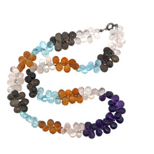Natural Rose Quartz Smoky Quartz Swiss Blue Topaz Citrine Amethyst Gemstone Necklace