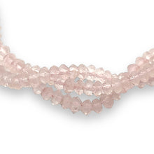 Natural Rose Quartz Twisted Gemstone Bracelet | Rondelle 3.5mm Faceted Cut Gemstone Beads | 7.2 Inch Jewelry for Her