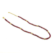 Natural Ruby | 925 Sterling Silver | Faceted Rondelle Beaded Necklace | 4.5mm | Burgundy Red | VVS1 Clarity | 18 Inch