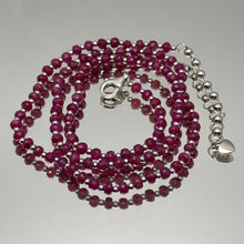 Natural Ruby | 925 Sterling Silver | Faceted Rondelle Beaded Necklace | 4mm | Deep Carmine Red | VVS1 Clarity | 18 Inch