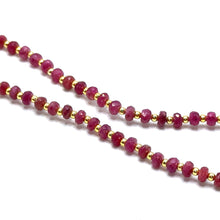 Natural Ruby | 925 Sterling Silver | Faceted Rondelle Beaded Necklace | 4mm | Carmine Red | VVS1 Clarity | 18 Inch