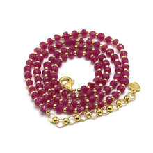 Natural Ruby | 925 Sterling Silver | Faceted Rondelle Beaded Necklace | 4mm | Carmine Red | VVS1 Clarity | 18 Inch