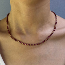 Natural Ruby | 925 Sterling Silver | Faceted Rondelle Beaded Necklace | 3.5mm | Burgundy Red | VVS1 Clarity | 18 Inch