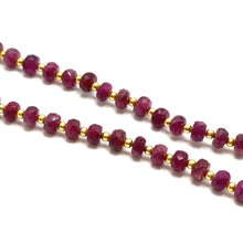 Natural Ruby | 925 Sterling Silver | Faceted Rondelle Beaded Necklace | 4.5mm | Burgundy Red | VVS1 Clarity | 18 Inch