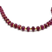Natural Ruby | 925 Sterling Silver | Faceted Rondelle Beaded Necklace | 4.5mm | Burgundy Red | VVS1 Clarity | 18 Inch