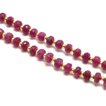 Natural Ruby | 925 Sterling Silver | Faceted Rondelle Beaded Necklace | 4.5mm | Hot Pink | VVS1 Clarity | 18 Inch