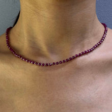 Natural Ruby | 925 Sterling Silver | Faceted Rondelle Beaded Necklace | 4.5mm | Rich Carmine Red | VVS1 Clarity | 18