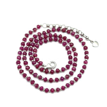 Natural Ruby | 925 Sterling Silver | Faceted Rondelle Beaded Necklace | 4.5mm | Rich Carmine Red | VVS1 Clarity | 18