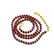 Natural Ruby | 925 Sterling Silver | Faceted Rondelle Beaded Necklace | 3.5mm | Burgundy Red | VVS1 Clarity | 18 Inch
