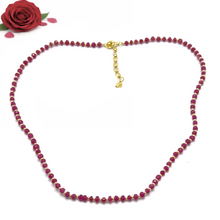 Natural Ruby | 925 Sterling Silver | Faceted Rondelle Beaded Necklace | 4mm | Carmine Red | VVS1 Clarity | 18 Inch