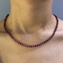 Natural Ruby | 925 Sterling Silver | Faceted Rondelle Beaded Necklace | 4.5mm | Burgundy Red | VVS1 Clarity | 18 Inch