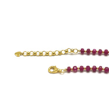 Natural Ruby | 925 Sterling Silver | Faceted Rondelle Beaded Necklace | 4.5mm | Hot Pink | VVS1 Clarity | 18 Inch