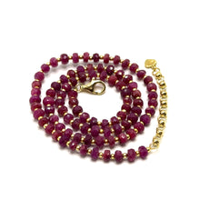 Natural Ruby | 925 Sterling Silver | Faceted Rondelle Beaded Necklace | 4.5mm | Burgundy Red | VVS1 Clarity | 18 Inch