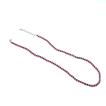 Natural Ruby | 925 Sterling Silver | Faceted Rondelle Beaded Necklace | 4mm | Deep Carmine Red | VVS1 Clarity | 18 Inch