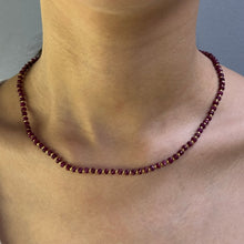 Natural Ruby | 925 Sterling Silver | Faceted Rondelle Beaded Necklace | 4mm | Dark Burgundy Red | VVS1 Clarity | 18