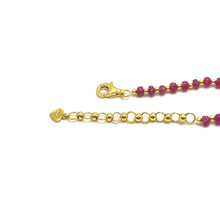 Natural Ruby | 925 Sterling Silver | Faceted Rondelle Beaded Necklace | 3.5mm | Hot Pink | VVS1 Clarity | 18 Inch