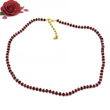 Natural Ruby | 925 Sterling Silver | Faceted Rondelle Beaded Necklace | 4.5mm | Burgundy Red | VVS1 Clarity | 18 Inch