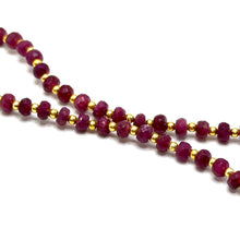 Natural Ruby | 925 Sterling Silver | Faceted Rondelle Beaded Necklace | 4mm | Dark Burgundy Red | VVS1 Clarity | 18