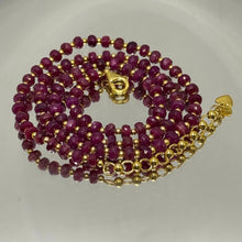 Natural Ruby | 925 Sterling Silver | Faceted Rondelle Beaded Necklace | 4.5mm | Burgundy Red | VVS1 Clarity | 18 Inch