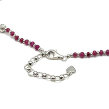Natural Ruby | 925 Sterling Silver | Faceted Rondelle Beaded Necklace | 4mm | Carmine Red | VVS1 Clarity | 18 Inch