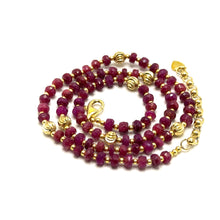 Natural Ruby | 925 Sterling Silver | Faceted Rondelle Beaded Necklace | 4.5mm | Burgundy Red | VVS1 Clarity | 18 Inch