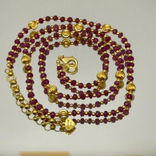 Natural Ruby | 925 Sterling Silver | Faceted Rondelle Beaded Necklace with Golden Charms | 3mm | Burgundy Red | VVS1