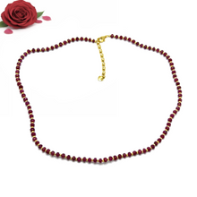 Natural Ruby | 925 Sterling Silver | Faceted Rondelle Beaded Necklace | 4mm | Dark Burgundy Red | VVS1 Clarity | 18