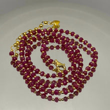 Natural Ruby | 925 Sterling Silver | Faceted Rondelle Beaded Necklace | 3.5mm | Hot Pink | VVS1 Clarity | 18 Inch