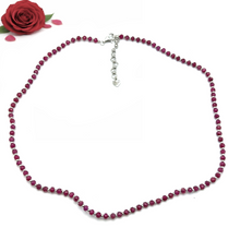 Natural Ruby | 925 Sterling Silver | Faceted Rondelle Beaded Necklace | 4mm | Deep Carmine Red | VVS1 Clarity | 18 Inch