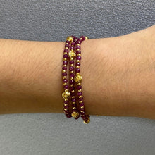 Natural Ruby | 925 Sterling Silver | Faceted Rondelle Beaded Necklace with Golden Charms | 3mm | Burgundy Red | VVS1
