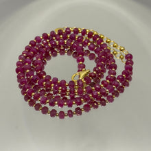 Natural Ruby | 925 Sterling Silver | Faceted Rondelle Beaded Necklace | 4.5mm | Hot Pink | VVS1 Clarity | 18 Inch