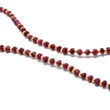 Natural Ruby | 925 Sterling Silver | Faceted Rondelle Beaded Necklace | 3.5mm | Burgundy Red | VVS1 Clarity | 18 Inch