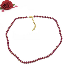 Natural Ruby | 925 Sterling Silver | Faceted Rondelle Beaded Necklace | 4.5mm | Hot Pink | VVS1 Clarity | 18 Inch