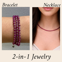 Natural Ruby | 925 Sterling Silver | Faceted Rondelle Beaded Necklace | 4.5mm | Rich Carmine Red | VVS1 Clarity | 18