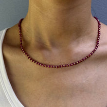 Natural Ruby | 925 Sterling Silver | Faceted Rondelle Beaded Necklace | 3.5mm | Hot Pink | VVS1 Clarity | 18 Inch