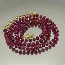 Natural Ruby | 925 Sterling Silver | Faceted Rondelle Beaded Necklace | 4.5mm | Burgundy Red | VVS1 Clarity | 18 Inch