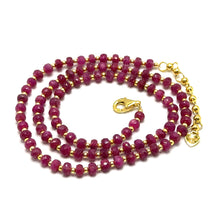 Natural Ruby | 925 Sterling Silver | Faceted Rondelle Beaded Necklace | 4.5mm | Hot Pink | VVS1 Clarity | 18 Inch