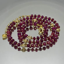 Natural Ruby | 925 Sterling Silver | Faceted Rondelle Beaded Necklace | 4.5mm | Burgundy Red | VVS1 Clarity | 18 Inch