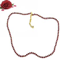 Natural Ruby | 925 Sterling Silver | Faceted Rondelle Beaded Necklace | 3.5mm | Burgundy Red | VVS1 Clarity | 18 Inch