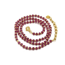 Natural Ruby | 925 Sterling Silver | Faceted Rondelle Beaded Necklace | 3.5mm | Hot Pink | VVS1 Clarity | 18 Inch