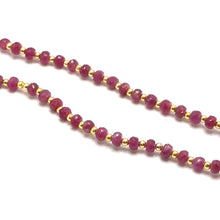 Natural Ruby | 925 Sterling Silver | Faceted Rondelle Beaded Necklace | 3.5mm | Hot Pink | VVS1 Clarity | 18 Inch