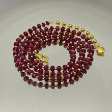 Natural Ruby | 925 Sterling Silver | Faceted Rondelle Beaded Necklace | 4mm | Dark Burgundy Red | VVS1 Clarity | 18