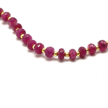 Natural Ruby | 925 Sterling Silver | Faceted Rondelle Beaded Necklace | 4.5mm | Hot Pink | VVS1 Clarity | 18 Inch