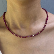 Natural Ruby | 925 Sterling Silver | Faceted Rondelle Beaded Necklace | 4.5mm | Hot Pink | VVS1 Clarity | 18 Inch