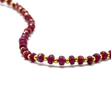 Natural Ruby | 925 Sterling Silver | Faceted Rondelle Beaded Necklace | 3.5mm | Burgundy Red | VVS1 Clarity | 18 Inch