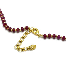 Natural Ruby | 925 Sterling Silver | Faceted Rondelle Beaded Necklace | 4.5mm | Burgundy Red | VVS1 Clarity | 18 Inch