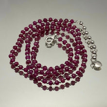 Natural Ruby | 925 Sterling Silver | Faceted Rondelle Beaded Necklace | 4.5mm | Rich Carmine Red | VVS1 Clarity | 18