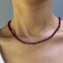 Natural Ruby | 925 Sterling Silver | Faceted Rondelle Beaded Necklace | 4.5mm | Burgundy Red | VVS1 Clarity | 18 Inch