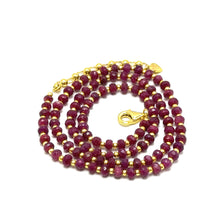 Natural Ruby | 925 Sterling Silver | Faceted Rondelle Beaded Necklace | 4mm | Dark Burgundy Red | VVS1 Clarity | 18