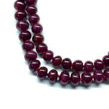Natural Ruby Bead Necklace | Smooth 9-10mm Rondelle Beads 90 Pcs 617.25 Carats | Crimson Red VVS Quality | 27 Inch